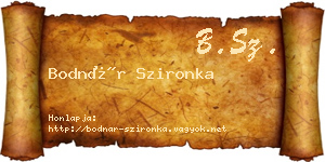 Bodnár Szironka névjegykártya